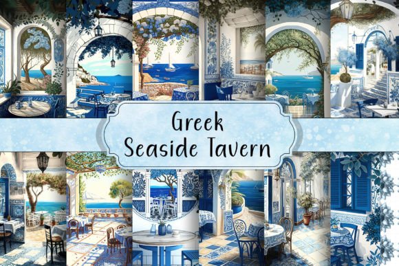 Download Greek Seaside Tavern Backgrounds - Sea Collection