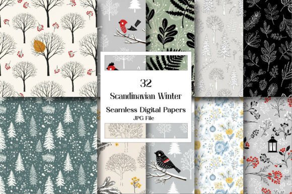 Download Scandinavian Winter Digital Paper - Premium Resources