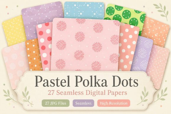 Download Pastel Polka Dots Seamless Pattern Set - Sea Collection