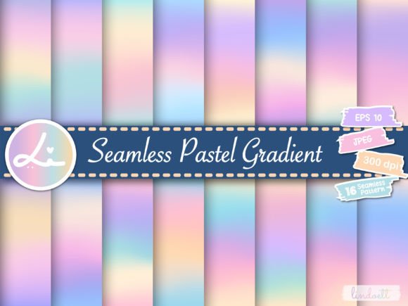 Download Seamless Pastel Gradient Digital Papers - Sea Collection