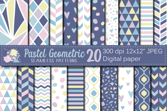 Download Pastel Geometric Seamless Digital Paper - Sea Collection