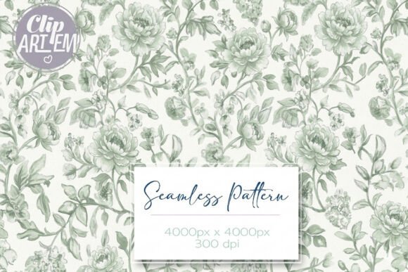 Download Sage Green Toile Seamless Pattern Rose - Sea Collection